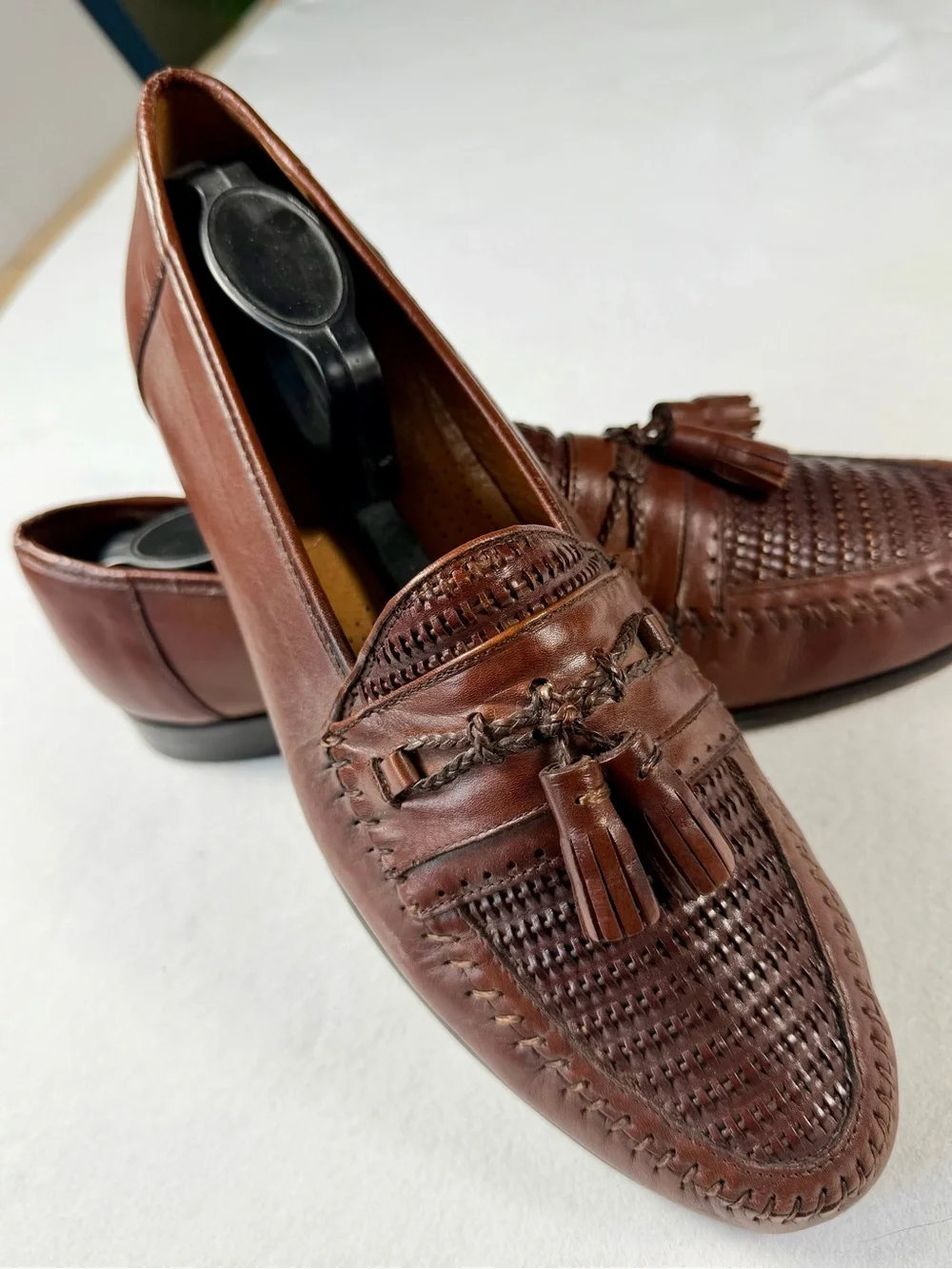 Nordstrom Pappa Boy Men’s Brown Woven Leather Loafers Made in Italy, 10 extra W